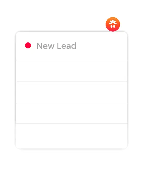 A new lead notification card in the Dash interface